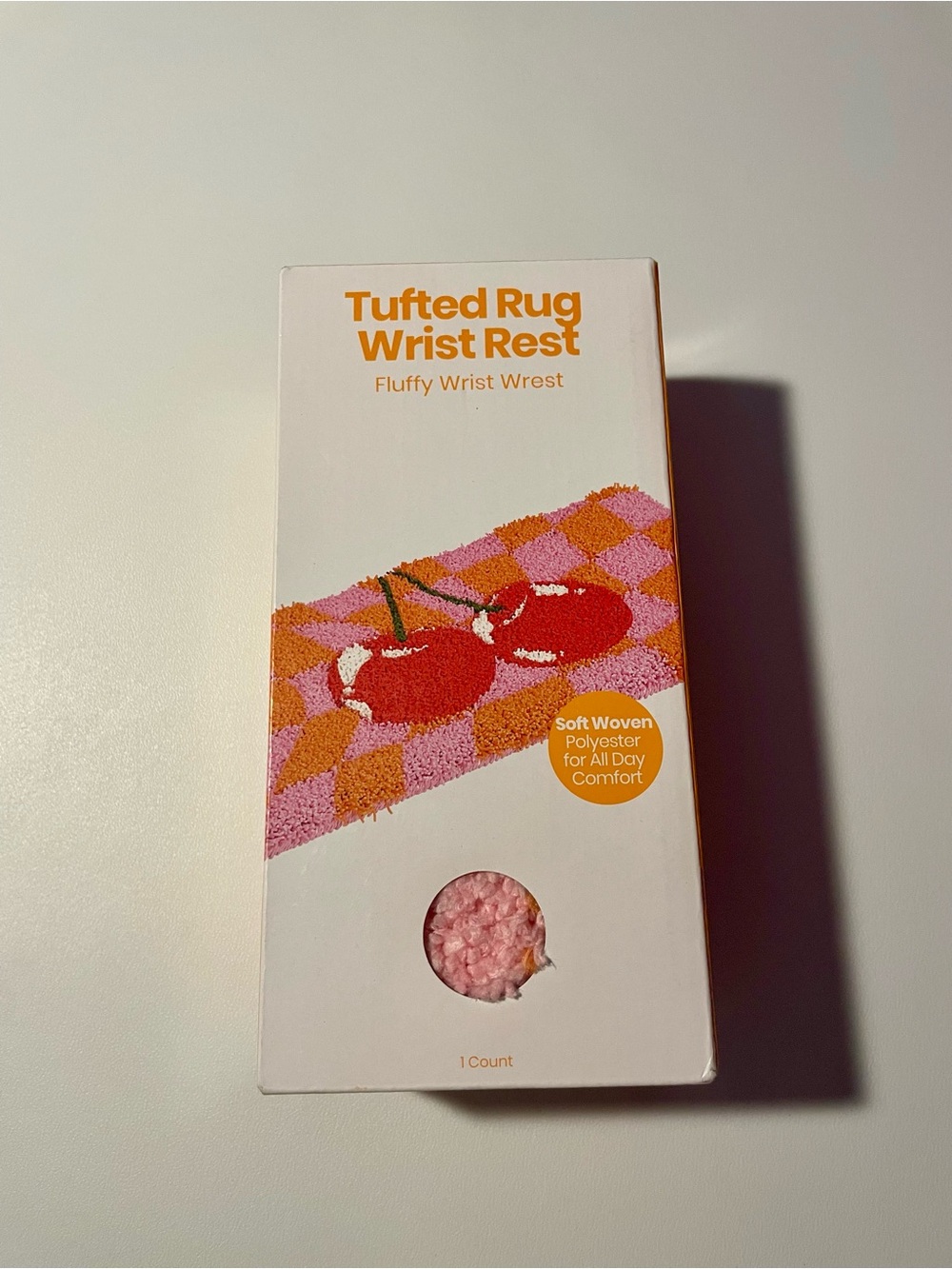 NIB Cherry Checkered Tufted Rug Wrist Rest Cute Aesthetic Desk Accessory